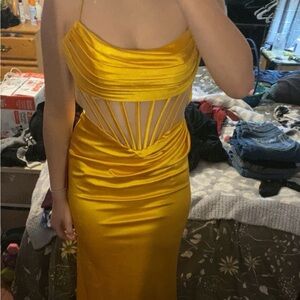 Radiant Strapless Yellow Dress